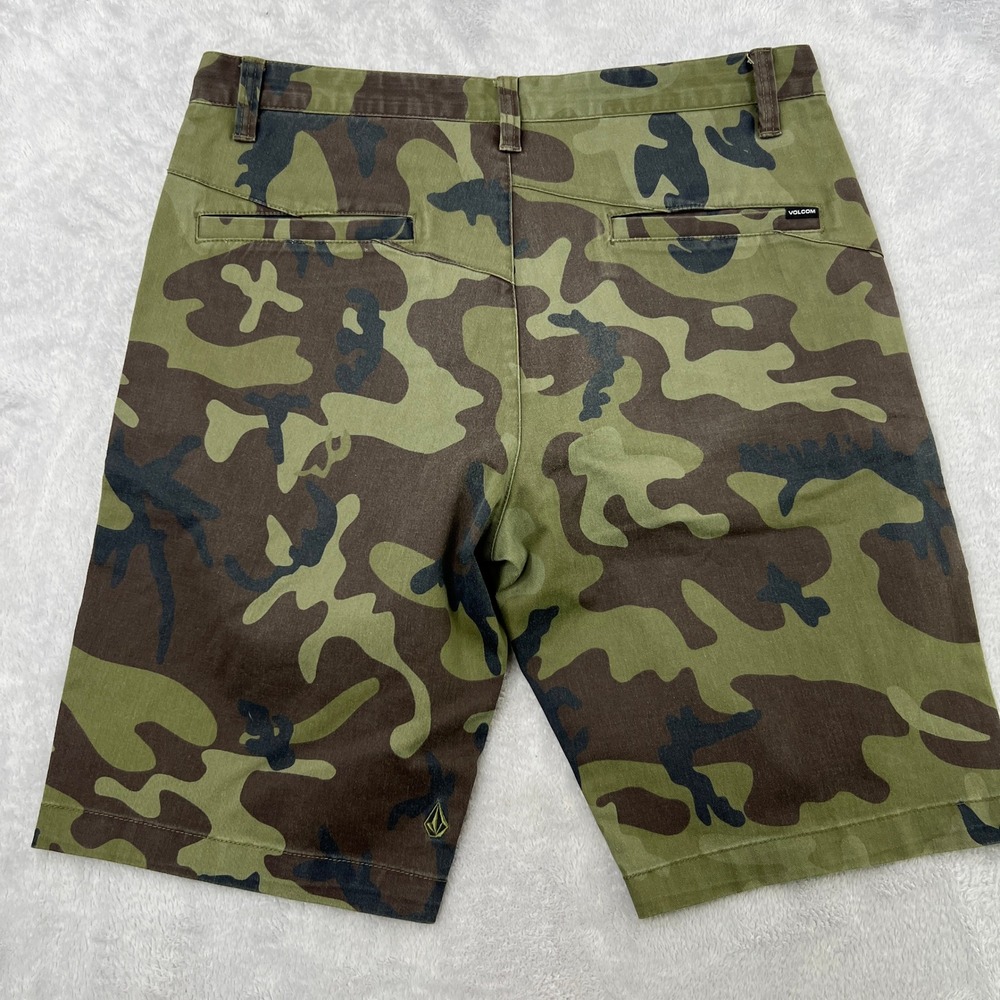 Volcom Camo Chino Shorts Size 33 Green Mens Skater Streetwear Stretch A09117V3 - Picture 4 of 9